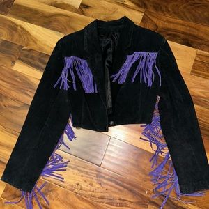 Vintage genuine leather jacket with fringe